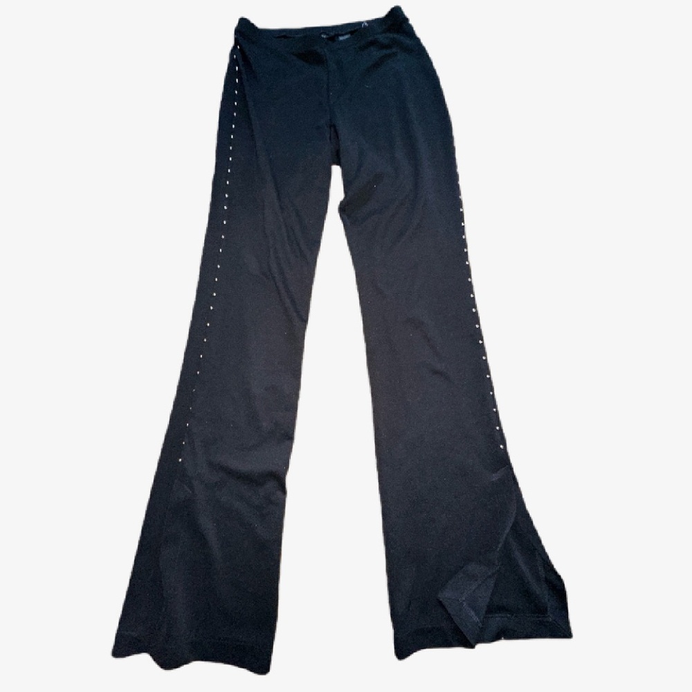 EXPRESS SILVER STUDDED BLACK FLARE TROUSERS